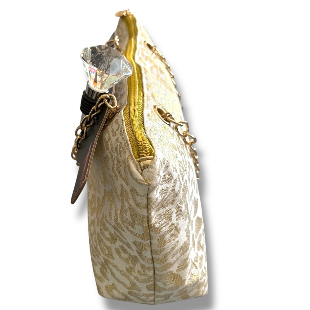 Wild Eye Designs Insulated Wine Bag Leopard Print Gold Chain Rhinestone Stopper - Picture 5 of 8